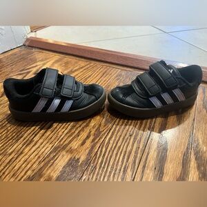 Toddler black and white adidas samba Velcro sneakers size 7 toddler